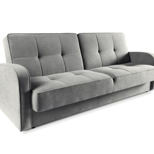 Pikowana sofa PARIS szara z pojemnikiem na pościel i wygodnym siedziskiem 656655 Pikowana sofa PARIS szara z pojemnikiem na pościel i wygodnym siedziskiem 656655