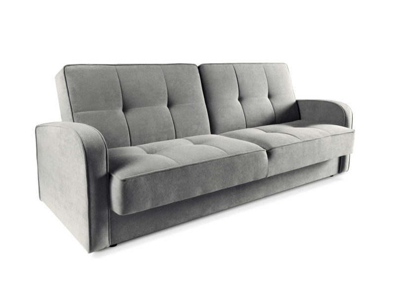 Pikowana sofa PARIS szara z pojemnikiem na pościel i wygodnym siedziskiem 656655
