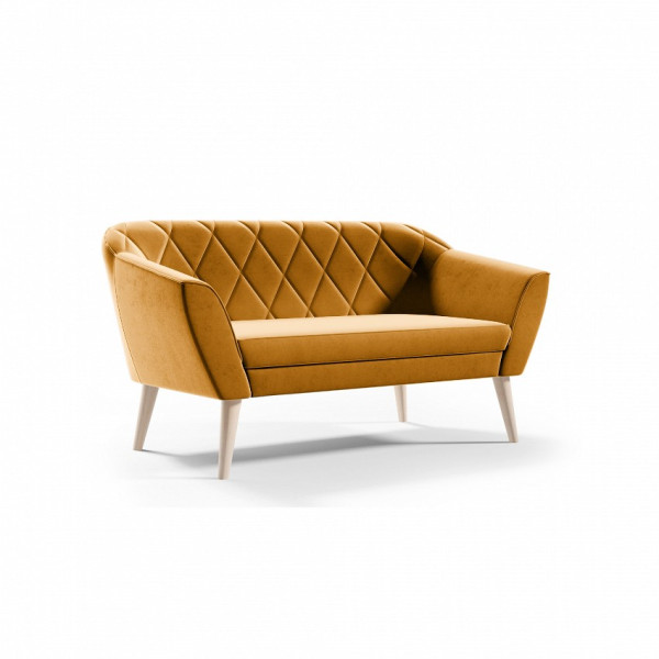 Pikowana sofa tapicerowana VIVA 2 - miodowy R41 noga buk 378418