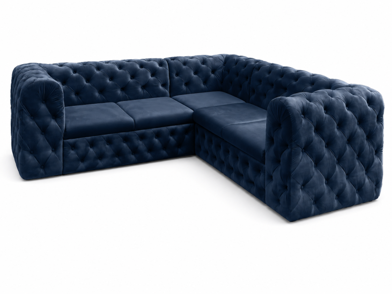 Pikowany narożnik Moet 250x250 z funkcją spania Royal 22 niebieski 238894