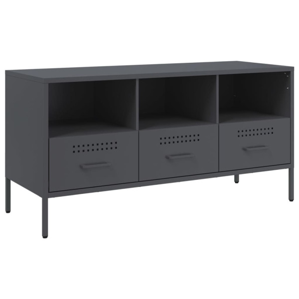 Szafka RTV Półka Stolik Pod Telewizor Antracyt Stal 100.5x39x50.5 cm 763550