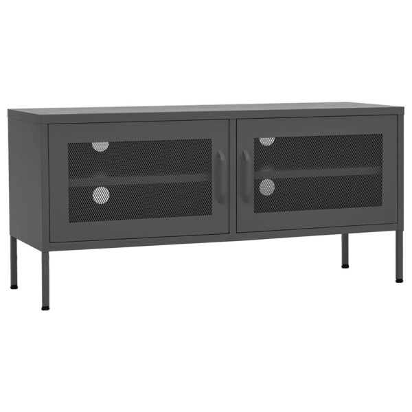 Szafka RTV Półka Stolik Pod Telewizor Antracyt Stal 105x35x50 cm 763422