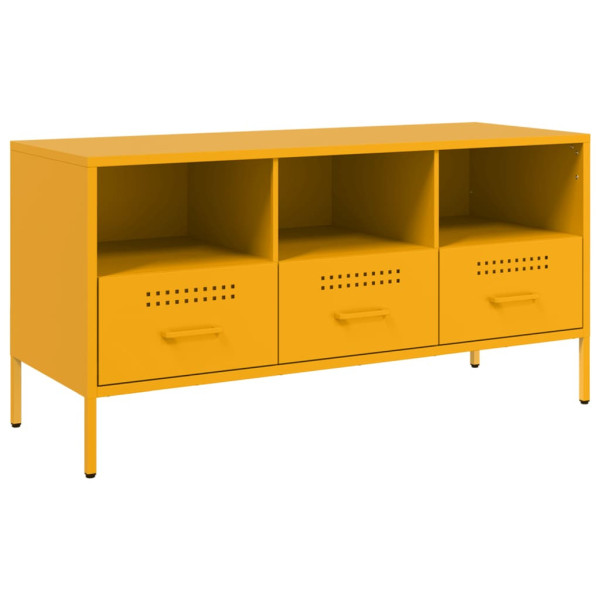 Szafka RTV Półka Stolik Pod Telewizor Musztardowa Stal 100.5x39x50.5 cm 763563