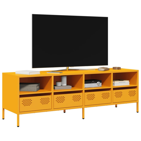 Szafka RTV Półka Stolik Pod Telewizor Musztardowa Stal 135x39x43.5 cm 763529