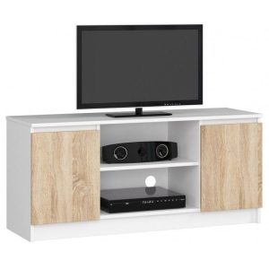 Szafka rtv, półki, NOVA, 120x40x55 cm, biel, dąb sonoma, mat | TYLETEGOTU 988737 Szafka rtv, półki, NOVA, 120x40x55 cm, biel, dąb sonoma, mat | TYLETEGOTU 988737