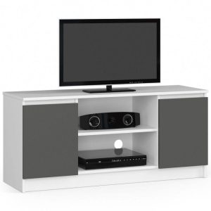 Szafka rtv, półki, NOVA, 120x40x55 cm, biel, grafit szary, mat | TYLETEGOTU 988730 Szafka rtv, półki, NOVA, 120x40x55 cm, biel, grafit szary, mat | TYLETEGOTU 988730