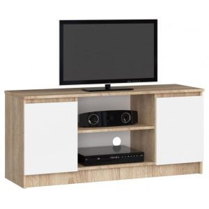 Szafka rtv, półki, NOVA, 120x40x55 cm, dąb sonoma, biel, mat | TYLETEGOTU 988754 Szafka rtv, półki, NOVA, 120x40x55 cm, dąb sonoma, biel, mat | TYLETEGOTU 988754