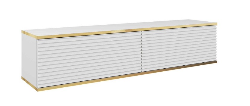 Szafka rtv POLO wisząca mdf ryflowany 135 cm - biała 347877