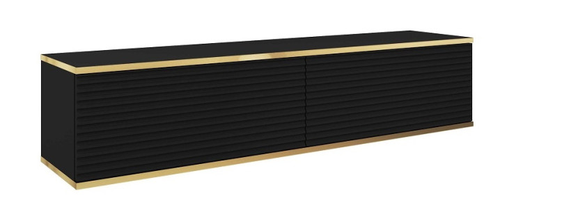 Szafka rtv POLO wisząca mdf ryflowany 135 cm - czarna 347861