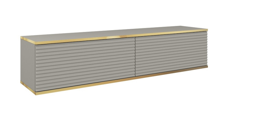 Szafka rtv POLO wisząca mdf ryflowany 135 cm - szara 347871
