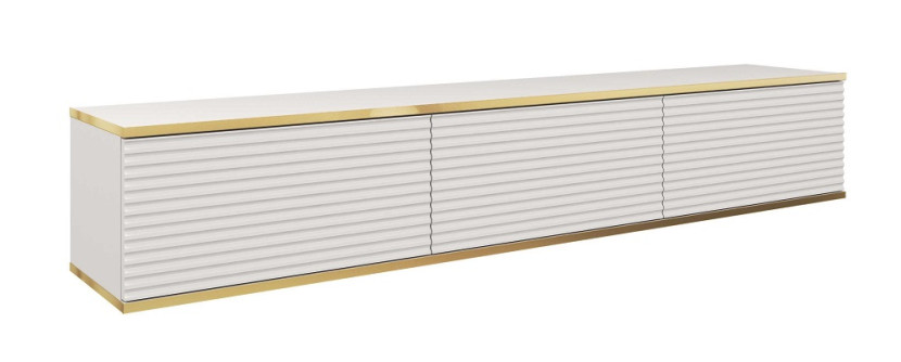 Szafka rtv POLO wisząca mdf ryflowany 175 cm - biała 347875