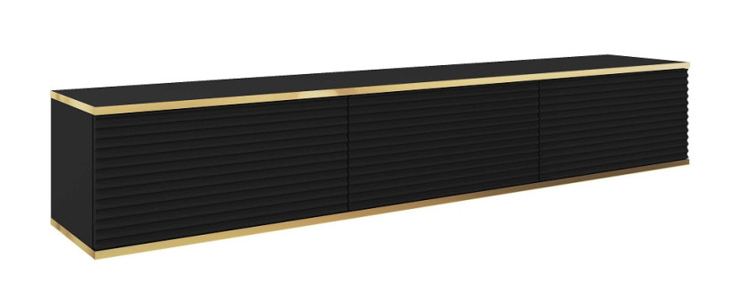 Szafka rtv POLO wisząca mdf ryflowany 175 cm - czarna 347878