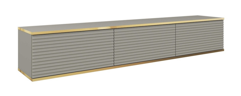 Szafka rtv POLO wisząca mdf ryflowany 175 cm - szara 347876