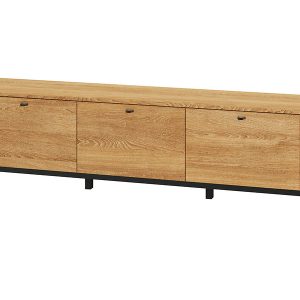 Szafka RTV Porto25 180 cm z 3 szufladami masyw dąb złoty 139907 Szafka RTV Porto25 180 cm z 3 szufladami masyw dąb złoty 139907