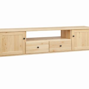 Szafka RTV Prestige 180 cm drewniana, 2 szuflady i drzwiczki, kolor sosna 937561 Szafka RTV Prestige 180 cm drewniana, 2 szuflady i drzwiczki, kolor sosna 937561