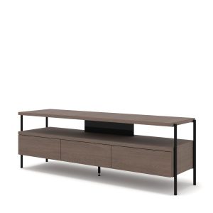 Szafka RTV PUFFIN 154 cm 3S chłodny brąz fornir lakierowany metalowe nóżki 878976 Szafka RTV PUFFIN 154 cm 3S chłodny brąz fornir lakierowany metalowe nóżki 878976