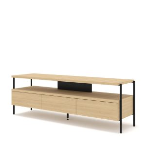 Szafka RTV PUFFIN 154 cm 3S dąb naturalny fornir lakierowany metalowe nóżki 878981 Szafka RTV PUFFIN 154 cm 3S dąb naturalny fornir lakierowany metalowe nóżki 878981