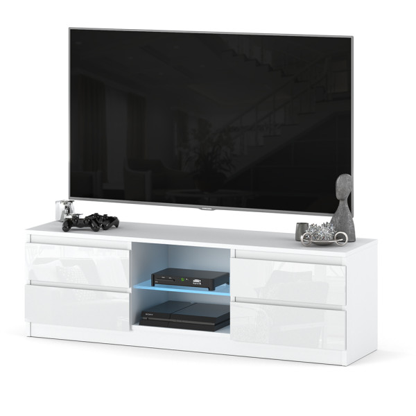 Szafka rtv quattro 138cm stolik pod telewizor biały połysk 374424