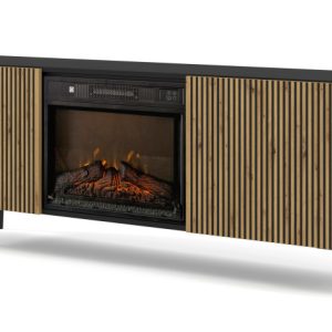 Szafka RTV RAVENNA 2D 170 cm z kominkiem elektrycznym czarny / dąb artisan 512293 Szafka RTV RAVENNA 2D 170 cm z kominkiem elektrycznym czarny / dąb artisan 512293