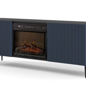 Szafka RTV RAVENNA 2D 170 cm z kominkiem elektrycznym czarny / granat 512290 Szafka RTV RAVENNA 2D 170 cm z kominkiem elektrycznym czarny / granat 512290