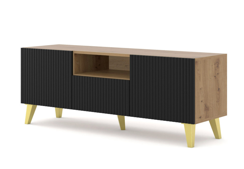 Szafka RTV Ravenna B 150 cm 2D1S artisan czarny 240544