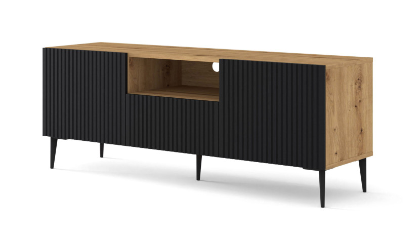 Szafka RTV Ravenna B 150 cm 2D1S artisan czarny 240531