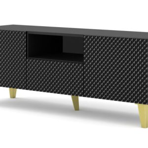Szafka RTV Ravenna C 150 cm 2D1S czarny połysk 240619 Szafka RTV Ravenna C 150 cm 2D1S czarny połysk 240619