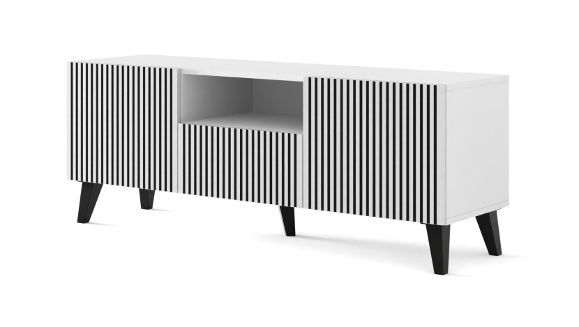 Szafka RTV Ravenna F 150 cm 2D1S biały / czarny 240588