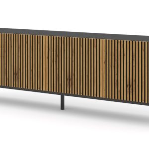 Szafka RTV RAVENNA F 200 cm 4D czarny mat / dąb artisan + RAMA CZARNA 240535 Szafka RTV RAVENNA F 200 cm 4D czarny mat / dąb artisan + RAMA CZARNA 240535