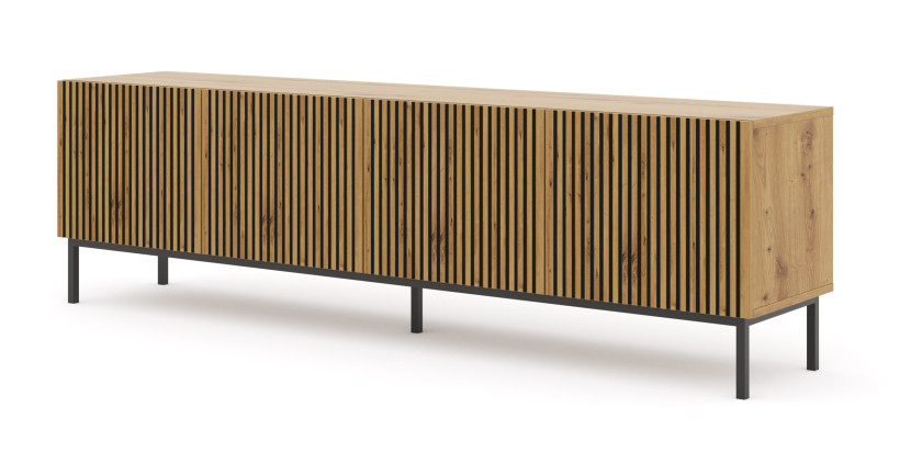 Szafka RTV RAVENNA F 200 cm 4D dąb artisan + RAMA CZARNA 240534