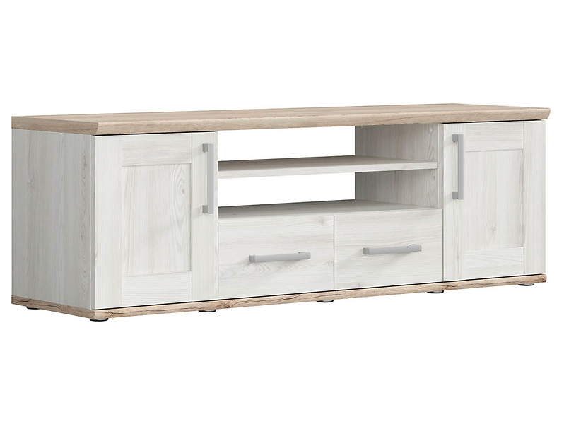 Szafka RTV Romance 152 cm z 2 drzwiami i 2 szufladami modrzew sibiu jasny 16874