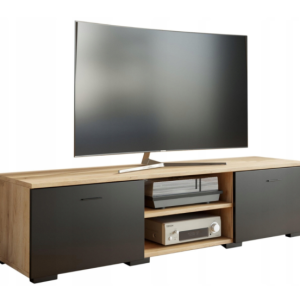Szafka RTV RONI 120 cm – Dąb Artisan / Czarny 909711