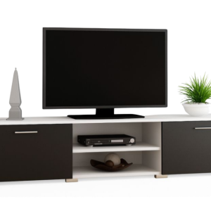 Szafka RTV RONI 150 cm – Biały / Czarny 909710