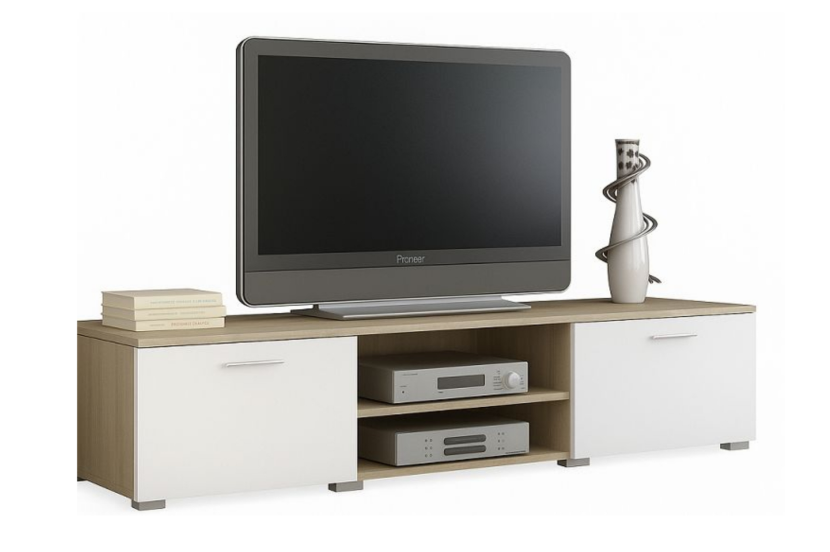 Szafka RTV RONI 150 cm - Dąb Sonoma / Biały 909714