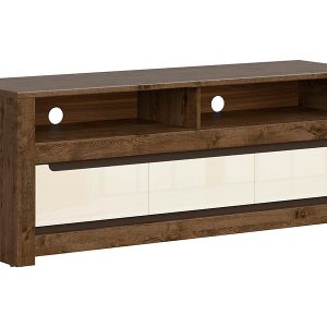 Szafka RTV Ruso 149 cm z 3 szufladami dąb april/perłowy połysk 22738