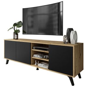 Szafka RTV SANAYI III dąb artisan/czarny mat 96790