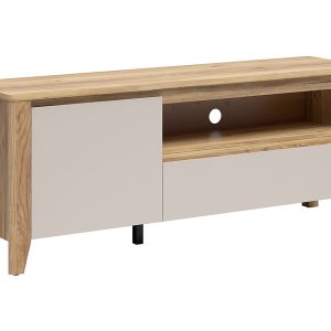 Szafka RTV Sawira II 160 cm z drzwiami i szufladą dąb mauvella/kaszmir 1059369
