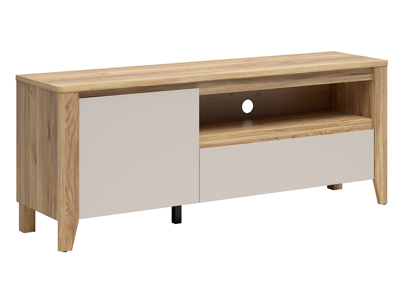 Szafka RTV Sawira II 160 cm z drzwiami i szufladą dąb mauvella/kaszmir 1059369