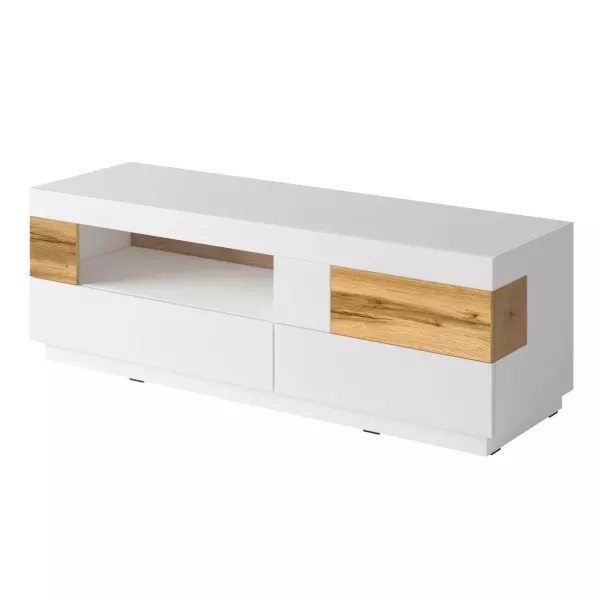 Szafka RTV SILKE 2S1KL 160cm biały połysk/dąb wotan 638949