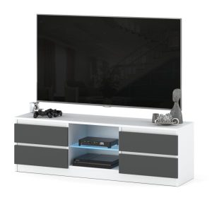 Szafka rtv stolik 138cm quattro 4 szuflady biały szary mat 374423 Szafka rtv stolik 138cm quattro 4 szuflady biały szary mat 374423