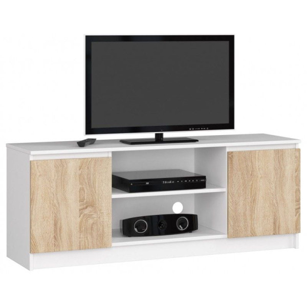 Szafka rtv, stolik, NOVA, 140x40x55 cm, biel, dąb sonoma, mat | TYLETEGOTU 988738