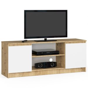 Szafka rtv, stolik, NOVA, 140x40x55 cm, dąb artisan, biel, mat | TYLETEGOTU 988732 Szafka rtv, stolik, NOVA, 140x40x55 cm, dąb artisan, biel, mat | TYLETEGOTU 988732