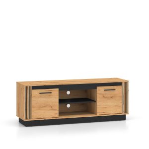 Szafka RTV Stolik Pod Telewizor 150 Cm URSO Dąb Czarny Loft Lamele 1044904 Szafka RTV Stolik Pod Telewizor 150 Cm URSO Dąb Czarny Loft Lamele 1044904