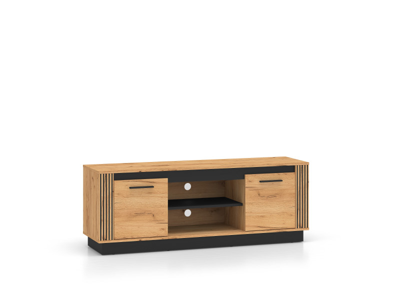 Szafka RTV Stolik Pod Telewizor 150 Cm URSO Dąb Czarny Loft Lamele 1044904