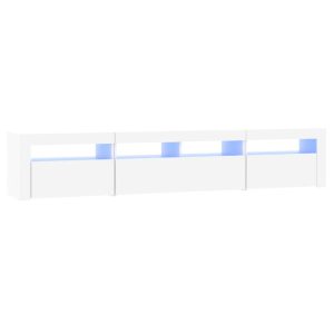 Szafka RTV Stolik Pod Telewizor Szafka Półka Biała LED 210x35x40 cm 766368 Szafka RTV Stolik Pod Telewizor Szafka Półka Biała LED 210x35x40 cm 766368