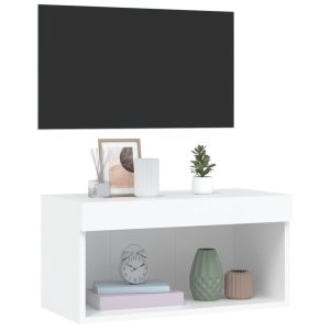 Szafka RTV Stolik Pod Telewizor Szafka Półka Biała LED 60x30x30 cm 765040 Szafka RTV Stolik Pod Telewizor Szafka Półka Biała LED 60x30x30 cm 765040