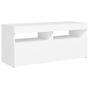Szafka RTV Stolik Pod Telewizor Szafka Półka Biała LED 90x35x40 cm 763576 Szafka RTV Stolik Pod Telewizor Szafka Półka Biała LED 90x35x40 cm 763576