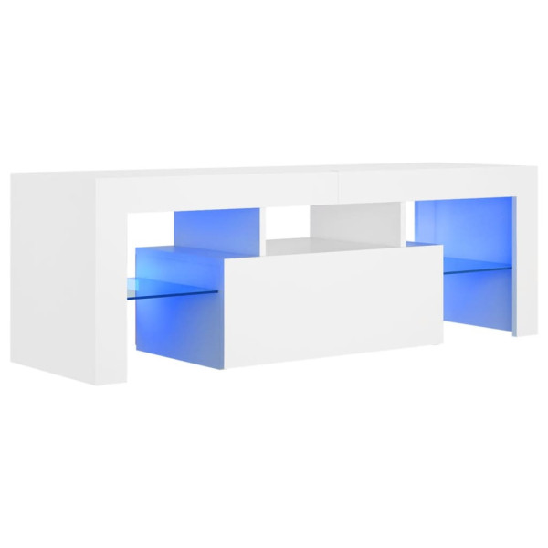 Szafka RTV Stolik Pod Telewizor Szafka Półka Biała LEDbiała 120x35x40 cm 765057