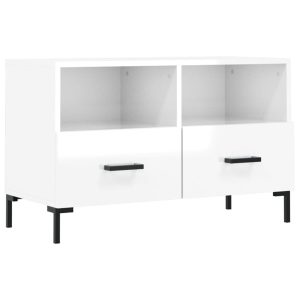Szafka RTV Stolik Pod Telewizor Szafka Półka Biały Połysk 80x36x50 cm 765055 Szafka RTV Stolik Pod Telewizor Szafka Półka Biały Połysk 80x36x50 cm 765055