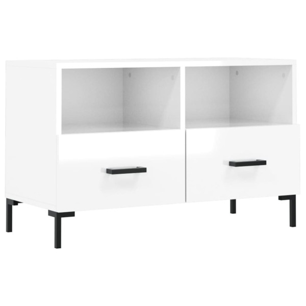 Szafka RTV Stolik Pod Telewizor Szafka Półka Biały Połysk 80x36x50 cm 765055